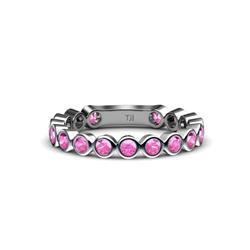 Ashlyn Pink Sapphire Eternity Band Pink Sapphire Bezel Set Womens Three Quarter Eternity Ring Stackable ctw Platinum