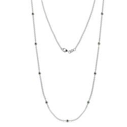 Adia 9Stn Green Garnet on Cable Necklace Stone Green Garnet ctw Womens Station Necklace K White Gold