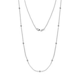 Adia 9Stn Aquamarine on Cable Necklace Stone Aquamarine ctw Womens Station Necklace K White Gold