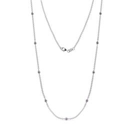 Adia 9Stn Amethyst on Cable Necklace Stone Amethyst ctw Womens Station Necklace K White Gold