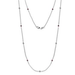 Asta 11Stn Petite Ruby and Diamond on Cable Necklace Stone Petite Ruby and Diamond ctw Womens Station Necklace K White Gold