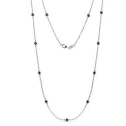 Asta 11Stn Blue Sapphire on Cable Necklace Stone Blue Sapphire ctw Womens Station Necklace K White Gold