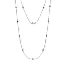 Asta 11Stn Green Garnet on Cable Necklace Stone Green Garnet ctw Womens Station Necklace K White Gold