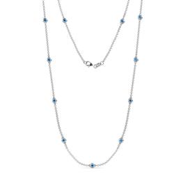 Asta 11Stn Blue Topaz on Cable Necklace Stone Blue Topaz ctw Womens Station Necklace K White Gold