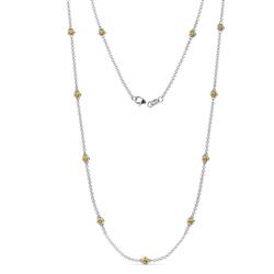 Asta 11Stn Citrine on Cable Necklace Stone Citrine ctw Womens Station Necklace K White Gold