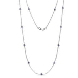 Asta 11Stn Iolite on Cable Necklace Stone Iolite ctw Womens Station Necklace K White Gold