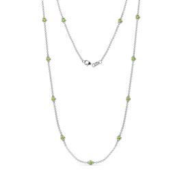 Asta 11Stn Peridot on Cable Necklace Stone Peridot ctw Womens Station Necklace K White Gold