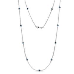 Asta 11Stn Blue Diamond on Cable Necklace Stone Blue Diamond ctw Womens Station Necklace K White Gold