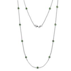 Asta 11Stn Green Garnet on Cable Necklace Stone Green Garnet ctw Womens Station Necklace K White Gold