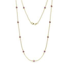 Asta 11Stn Amethyst on Cable Necklace Stone Amethyst ctw Womens Station Necklace K Yellow Gold