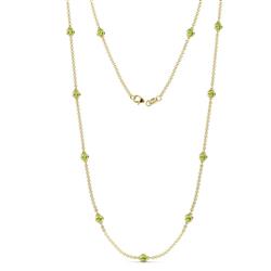 Asta 11Stn Peridot on Cable Necklace Stone Peridot ctw Womens Station Necklace K Yellow Gold