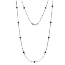 Asta 11Stn Red Garnet on Cable Necklace Stone Red Garnet ctw Womens Station Necklace K White Gold