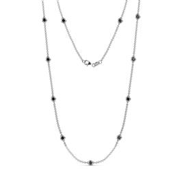 Asta 11Stn Black Diamond on Cable Necklace Stone Black Diamond ctw Womens Station Necklace K White Gold