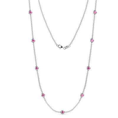 Adia 9Stn Pink Sapphire on Cable Necklace