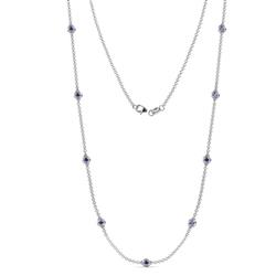 Adia 9Stn Iolite on Cable Necklace Stone Iolite ctw Womens Station Necklace K White Gold