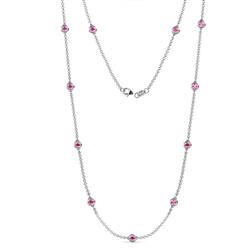 Asta 11Stn Pink Sapphire on Cable Necklace Stone Pink Sapphire Womens Station Necklace ctw K White Gold