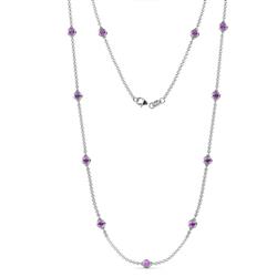 Asta 11Stn Amethyst on Cable Necklace Stone Amethyst Womens Station Necklace ctw K White Gold