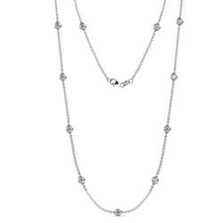 Asta 11Stn Diamond on Cable Necklace Stone Diamond Womens Station Necklace ctw K White Gold