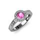 3 - Meir Lab Created Pink Sapphire and Diamond Halo Engagement Ring 