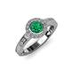 3 - Meir Emerald and Diamond Halo Engagement Ring 