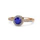 1 - Eleanor Blue Sapphire and Diamond Halo Engagement Ring 