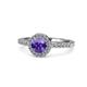 1 - Eleanor Iolite and Diamond Halo Engagement Ring 