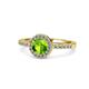 1 - Eleanor Peridot and Diamond Halo Engagement Ring 