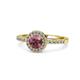 1 - Eleanor Rhodolite Garnet and Diamond Halo Engagement Ring 