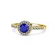 1 - Eleanor Blue Sapphire and Diamond Halo Engagement Ring 