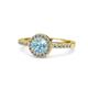 1 - Eleanor Aquamarine and Diamond Halo Engagement Ring 