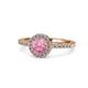 1 - Eleanor Pink Tourmaline and Diamond Halo Engagement Ring 