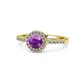 1 - Eleanor Amethyst and Diamond Halo Engagement Ring 