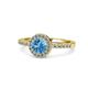 1 - Eleanor Blue Topaz and Diamond Halo Engagement Ring 