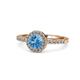 1 - Eleanor Blue Topaz and Diamond Halo Engagement Ring 