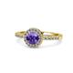 1 - Eleanor Iolite and Diamond Halo Engagement Ring 