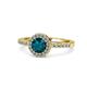 1 - Eleanor London Blue Topaz and Diamond Halo Engagement Ring 