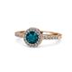 1 - Eleanor London Blue Topaz and Diamond Halo Engagement Ring 