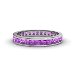 Rebica Princess Cut Amethyst Eternity Band Princess Cut Amethyst ctw Channel Set Womens Eternity Ring Stackable K White Gold
