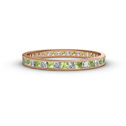Rebica Princess Cut Peridot and Diamond Eternity Band Princess Cut Peridot and Diamond ctw Channel Set Womens Eternity Ring Stackable K Rose Gold