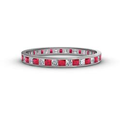 Rebica Princess Cut Ruby and Diamond Eternity Band Princess Cut Ruby and Diamond ctw Channel Set Womens Eternity Ring Stackable K White Gold