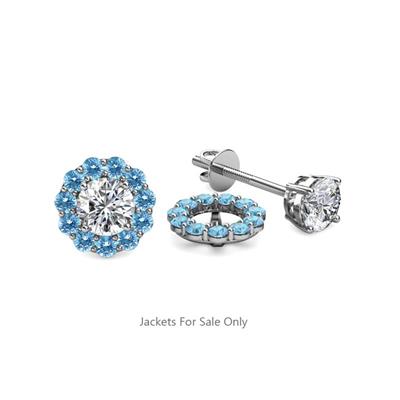 Serena ctw Round Blue Topaz Jackets Earrings
