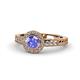 1 - Meir Tanzanite and Diamond Halo Engagement Ring 