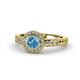 1 - Meir Blue Topaz and Diamond Halo Engagement Ring 