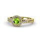 1 - Meir Peridot and Diamond Halo Engagement Ring 