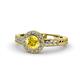 1 - Meir Lab Created Yellow Sapphire and Diamond Halo Engagement Ring 