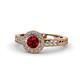 1 - Meir Ruby and Diamond Halo Engagement Ring 