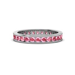 Celina Round Pink Tourmaline Eternity Band Round Pink Tourmaline ctw Channel Set Womens Eternity Ring Stackable K White Gold