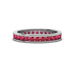 Celina Round Ruby Eternity Band Round Ruby ctw Channel Set Womens Eternity Ring Stackable K White Gold