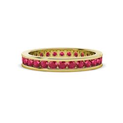 Celina Round Ruby Eternity Band Round Ruby ctw Channel Set Womens Eternity Ring Stackable K Yellow Gold