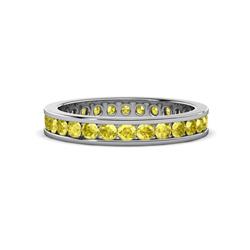 Celina Round Yellow Sapphire Eternity Band Round Yellow Sapphire ctw Channel Set Womens Eternity Ring Stackable K White Gold